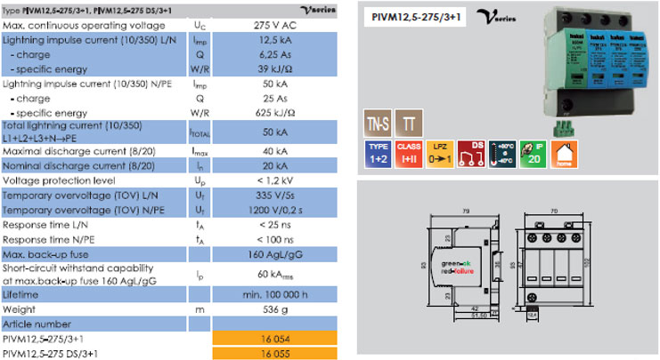 Surge arrester 4 bridges TYPE 1